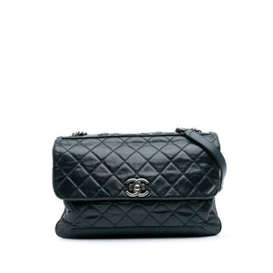 Chanel Quilted Aged Calfskin Logo Accordion Flap