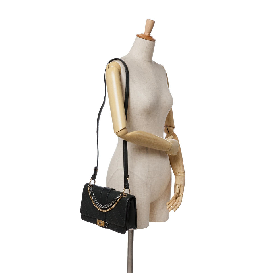 Chanel Quilted Calfskin Double Chain Top Handle Flap