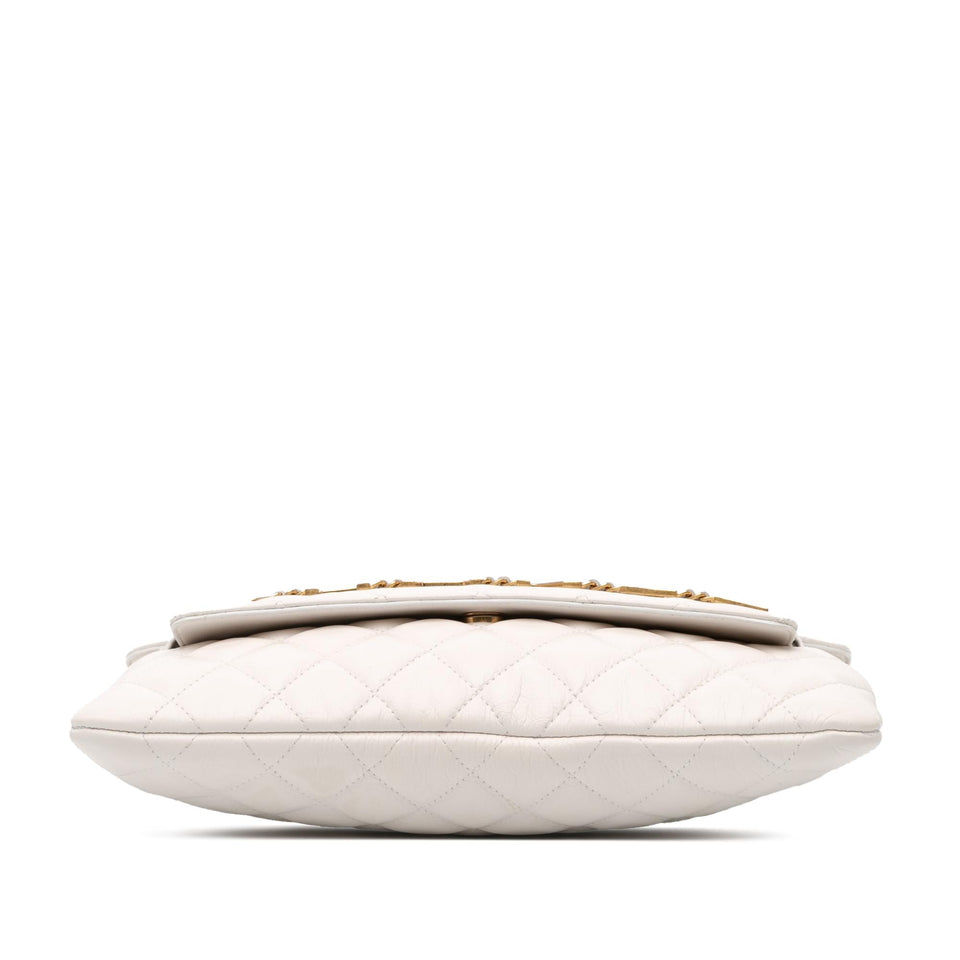 Chanel Quilted Calfskin Logo Enchained Clutch