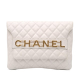 Chanel Quilted Calfskin Logo Enchained Clutch