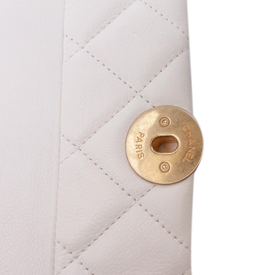 Chanel Quilted Calfskin Pearl CC Accordion Flap