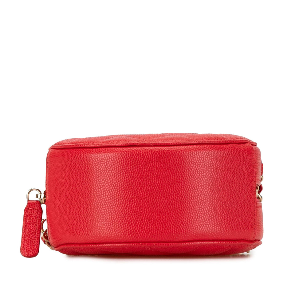 Chanel Quilted Caviar Round Clutch With Chain