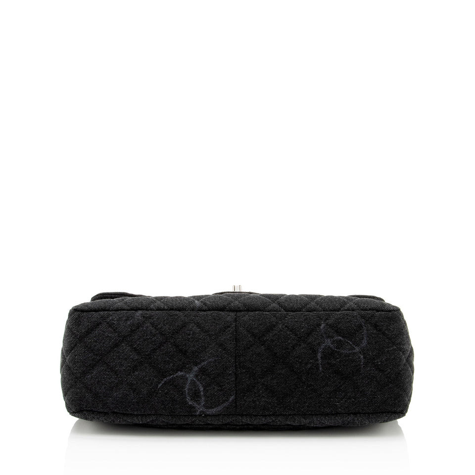 Chanel Quilted Denim CC Jumbo Single Flap Bag