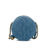 Chanel Quilted Denim Pearl Crush Round Clutch with Chain (SHG-Lc62qo)