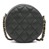 Chanel Quilted Iridescent Caviar Round Clutch With Chain (SHG-5vHUZc)