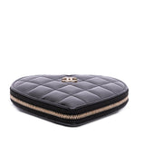 Chanel Quilted Patent Calfskin CC Heart Clutch With Chain