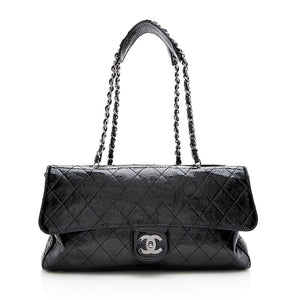 Chanel Quilted Patent Leather Ritz Flap Bag (SHF-17954)