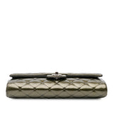 Chanel Quilted Striated Metallic Patent Clutch with Chain