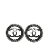 Chanel Ruthenium Pearl CC Round Push Back Earrings (SHG-Y0WMQt)