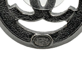 Chanel Ruthenium Pearl CC Round Push Back Earrings (SHG-Y0WMQt)