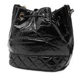 Chanel Shiny Aged Calfskin CC Chain Drawstring Bucket Bag