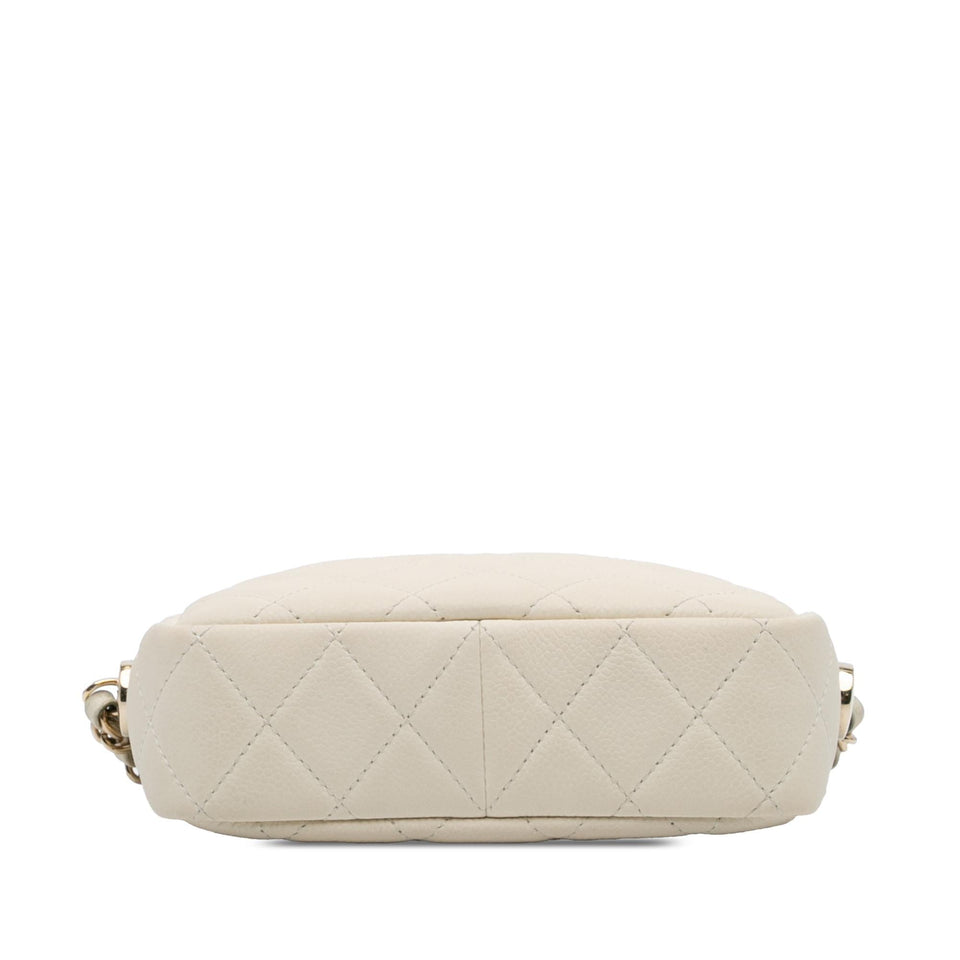 Chanel Small CC Flat Quilted Caviar Camera Bag