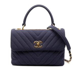 Chanel Small Chevron Jersey Trendy CC Top Handle Flap