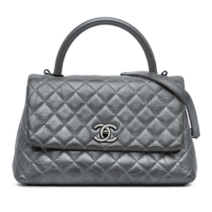 Chanel Small Quilted Aged Calfskin Coco Top Handle Bag