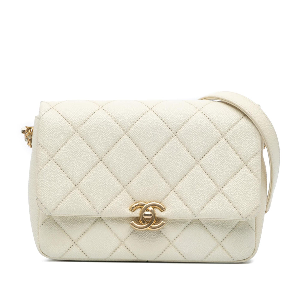 Chanel Small Quilted Caviar Chain Melody Flap