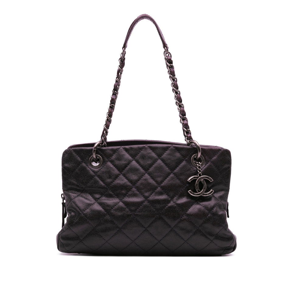 Chanel Small Quilted Iridescent Caviar Chic Shopping Tote