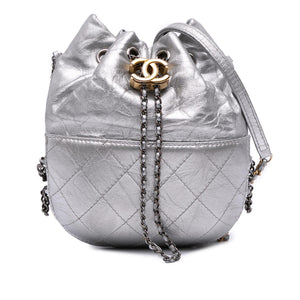 Chanel Small Quilted Metallic Aged Calfskin Gabrielle Bucket Bag