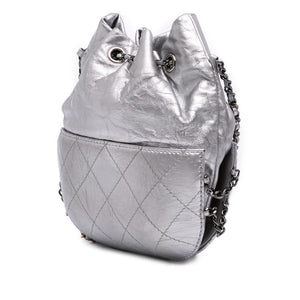 Chanel Small Quilted Metallic Aged Calfskin Gabrielle Bucket Bag