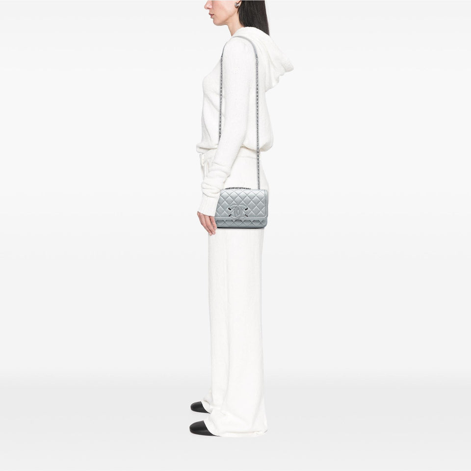 Chanel Small Quilted Metallic Caviar CC Filigree Flap