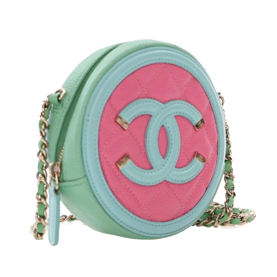 Chanel Tricolor Caviar CC Filigree Round Crossbody