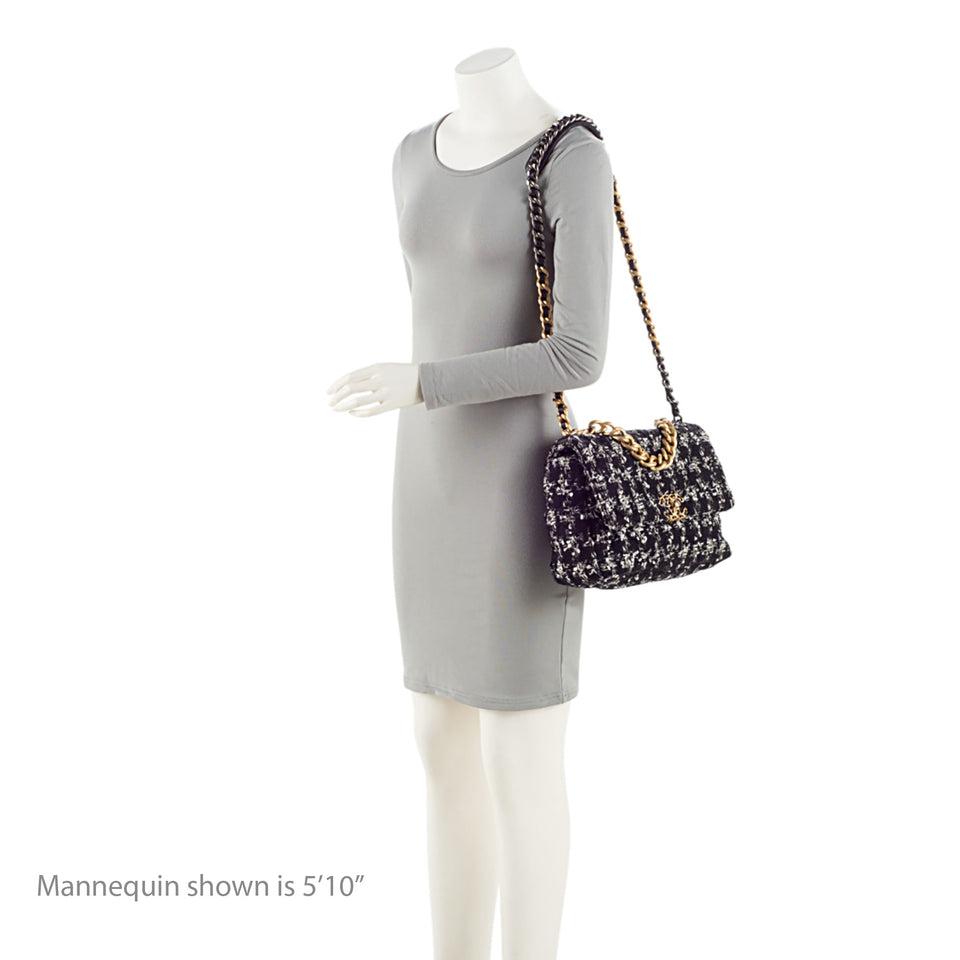 Chanel Tweed Houndstooth 19 Large Flap Shoulder Bag