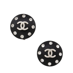 Chanel Vintage Crystal CC Round Clip On Earrings (SHF-PumRsm)