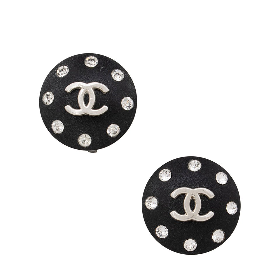 Chanel Vintage Crystal CC Round Clip On Earrings (SHF-PumRsm)