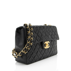 Chanel Vintage Lambskin XL Maxi Single Flap Shoulder Bag