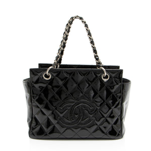 Chanel Vintage Patent Leather Timeless CC Petite Tote
