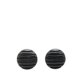 Chanel Wood Logo Button Push Back Earrings