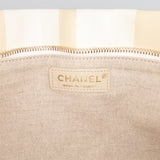 Chanel XL Printed Canvas and Striped Lambskin Foldover Clutch