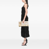 Chanel XL Printed Canvas and Striped Lambskin Foldover Clutch
