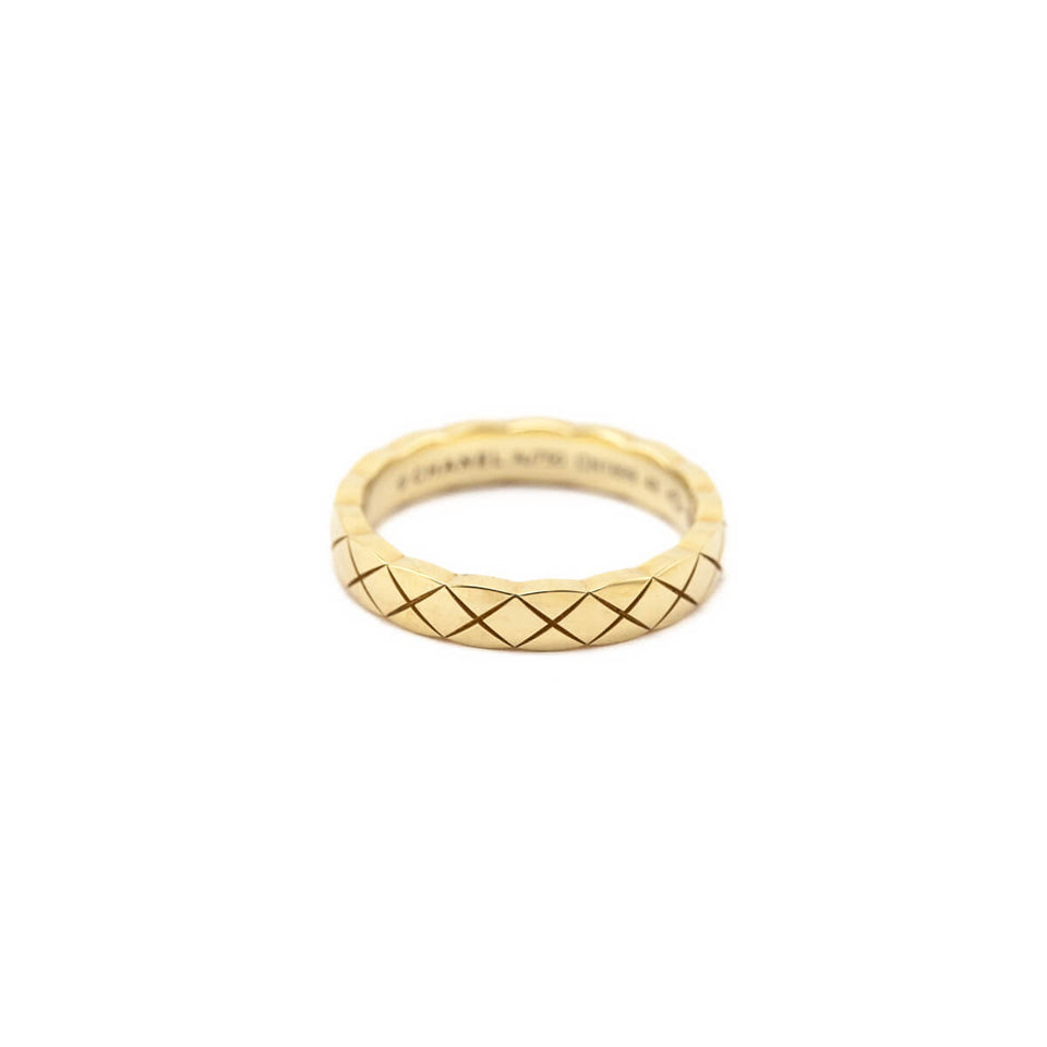 Chanel 18K Yellow Gold Mini Coco Crush Ring Size 4