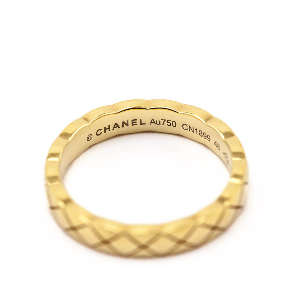 Chanel 18K Yellow Gold Mini Coco Crush Ring Size 4