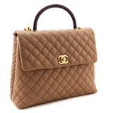 Chanel Beige Caviar & Lizard Quilted Large Coco Handle Flap Bag