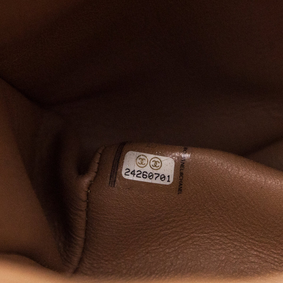 Chanel Beige Caviar & Lizard Quilted Large Coco Handle Flap Bag