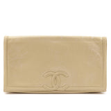 Chanel Beige Lambskin Vintage CC Clutch
