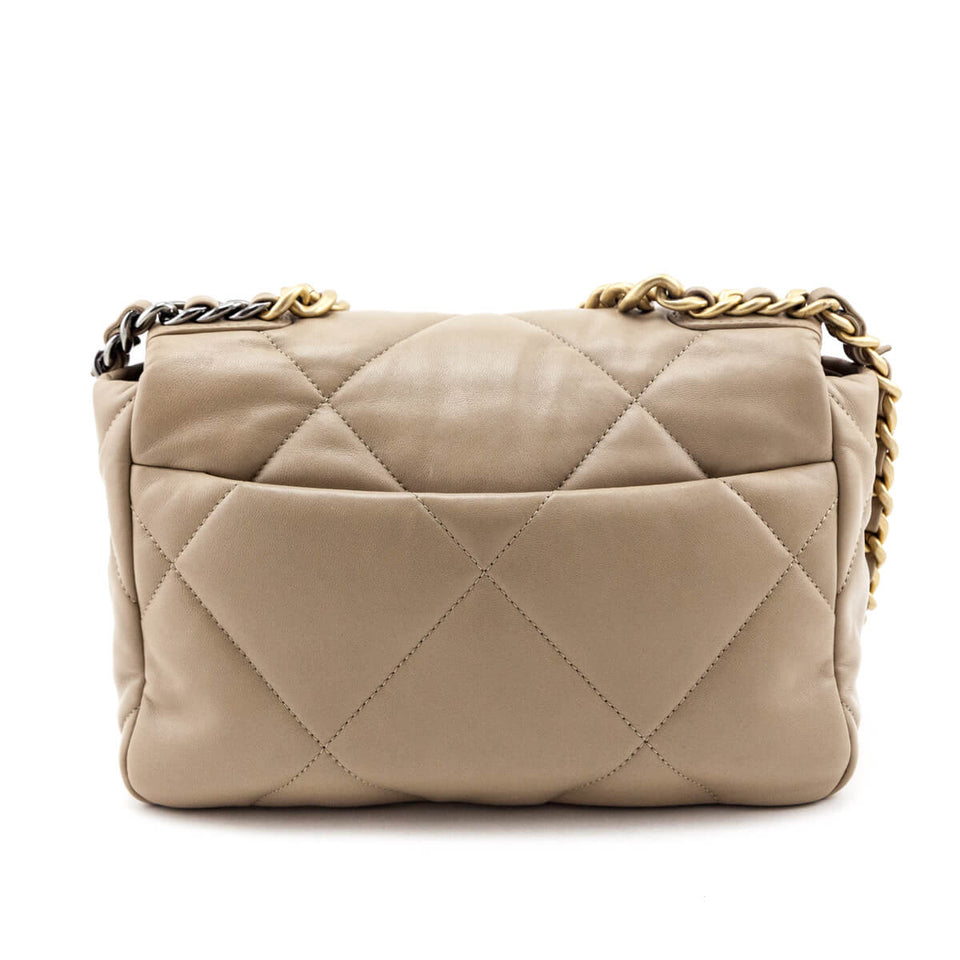 Chanel Beige Lambskin Quilted Medium Chanel 19