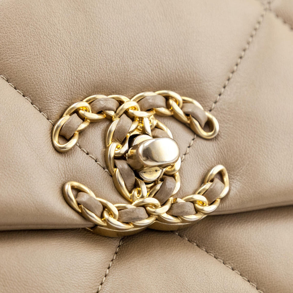Chanel Beige Lambskin Quilted Medium Chanel 19