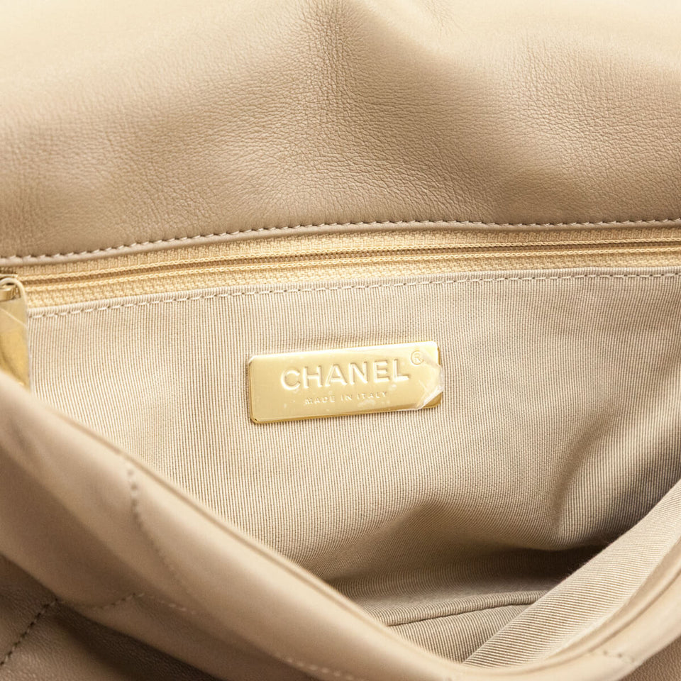 Chanel Beige Lambskin Quilted Medium Chanel 19