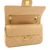 Chanel Beige Lambskin Quilted Medium Double Flap Bag