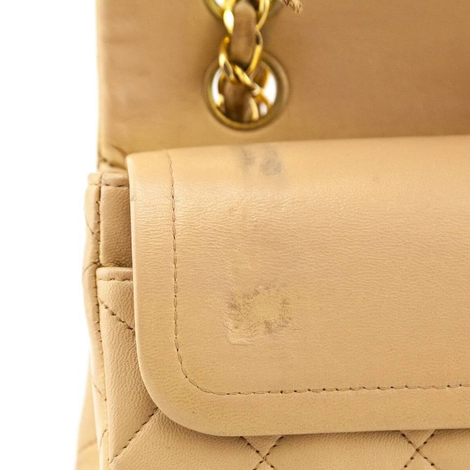Chanel Beige Lambskin Quilted Medium Double Flap Bag