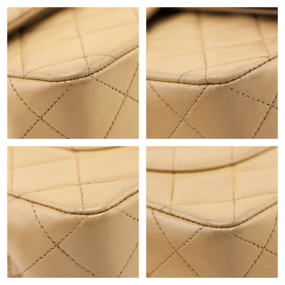 Chanel Beige Lambskin Quilted Medium Double Flap Bag