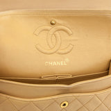 Chanel Beige Lambskin Quilted Medium Double Flap Bag