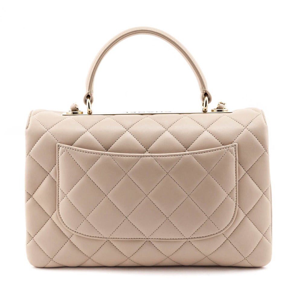 Chanel Beige Quilted Lambskin Medium Trendy CC Flap Dual Handle Bag