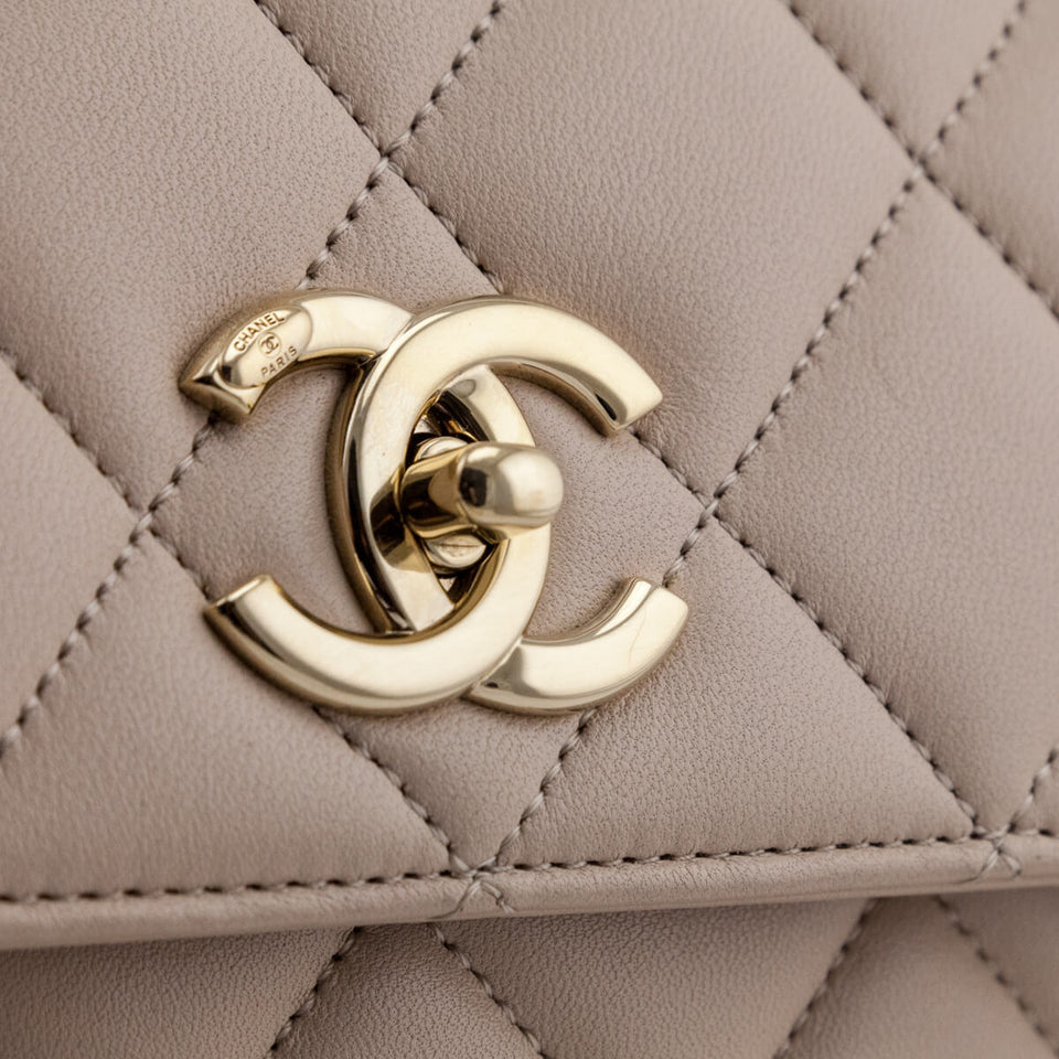Chanel Beige Quilted Lambskin Medium Trendy CC Flap Dual Handle Bag