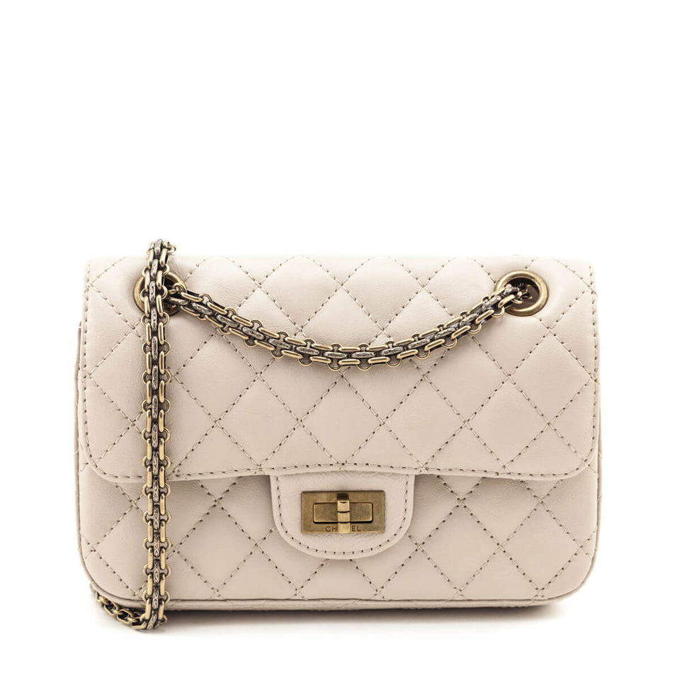 Chanel Beige Sheepskin Quilted 2.55 Reissue Mini Double Flap Bag