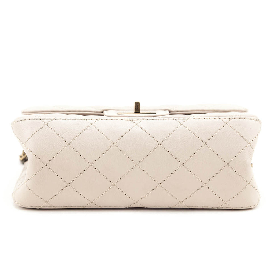 Chanel Beige Sheepskin Quilted 2.55 Reissue Mini Double Flap Bag