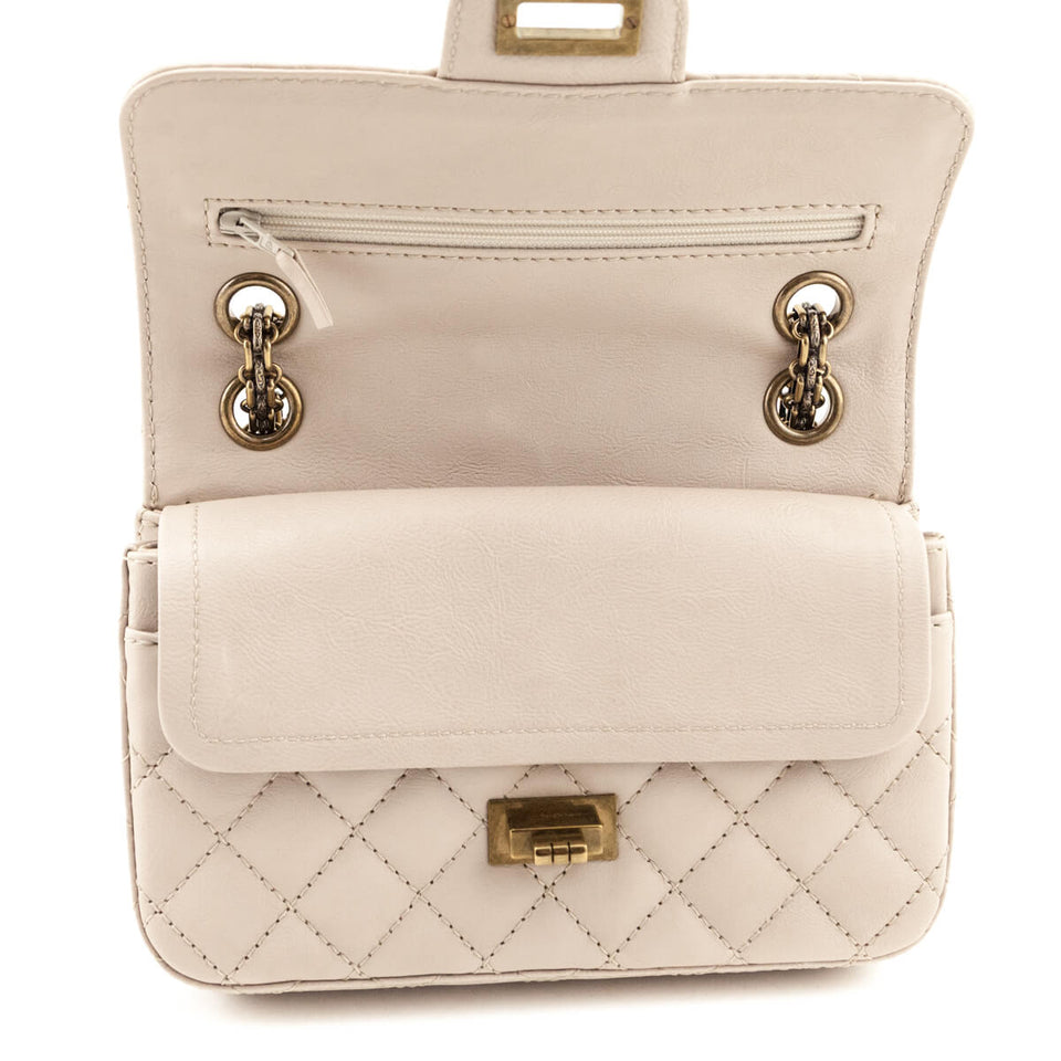 Chanel Beige Sheepskin Quilted 2.55 Reissue Mini Double Flap Bag
