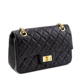 Chanel Black Aged Calfskin Quilted 2.55 Reissue Mini Flap Bag